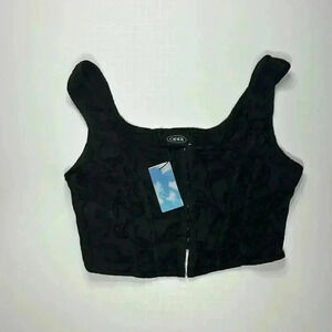 Cider Size Medium Black Floral Cropped Corset